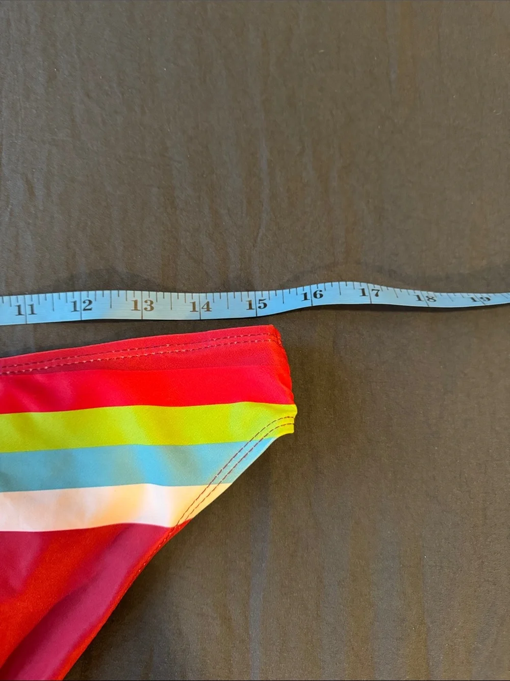Burgundy Bikini Bottom with Rainbow Stripe Unlined Medium